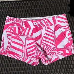 LILLY PULITZER Pink/White Sail Boat Walsh Shorts